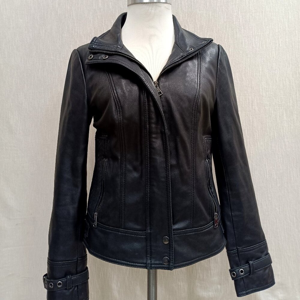 Via Spiga black leather bomber jacket - S